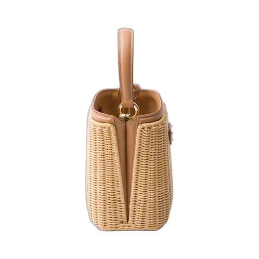 Mini wicker and leather Prada Panier bag