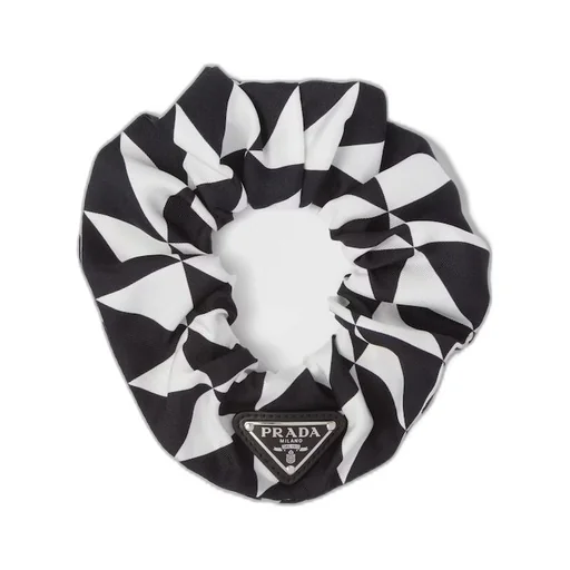 Printed silk twill scrunchie
