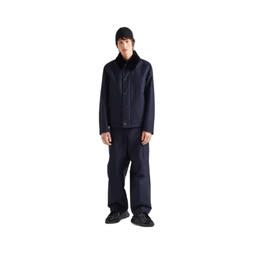 Blouson jacket with shearling collar