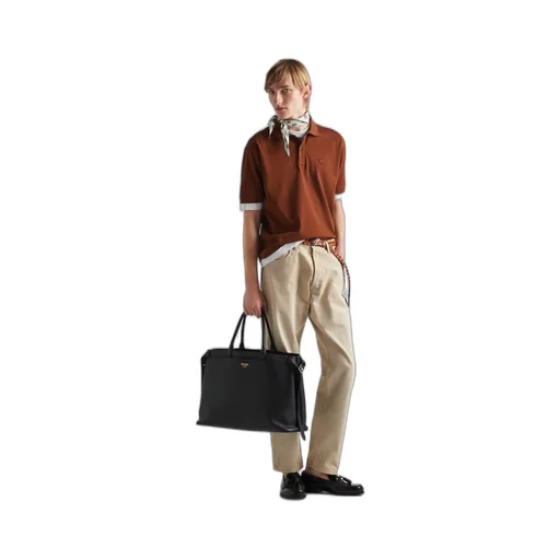Prada Buckle leather handbag with double belt