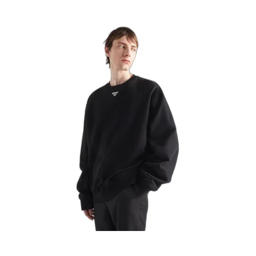 Oversized cotton sweatshirt with triangle logo