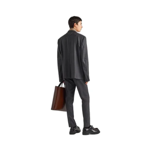 Single-breasted wool jacket with collar