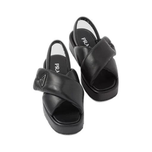 Prada Soft padded nappa leather wedge sandals