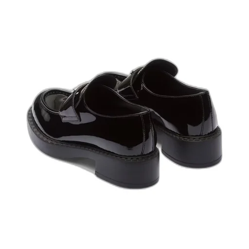 Chocolate patent leather loafers