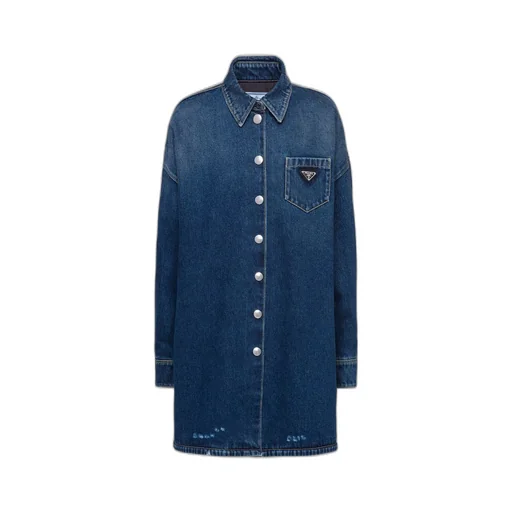 Oversized padded denim shirt