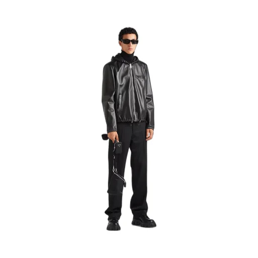 Reversible nappa and Re-Nylon blouson jacket