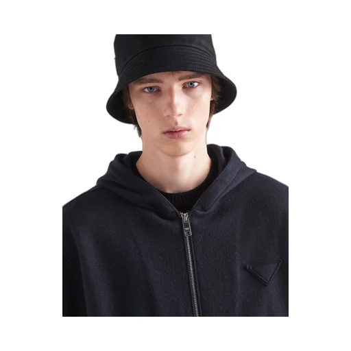 Wool blend zipper hoodie
