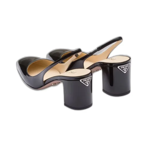 Patent-leather slingback pumps