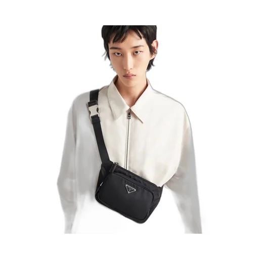 Re-Nylon and Saffiano leather shoulder bag