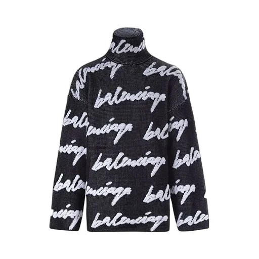 Scribble Logo Turtleneck Jersey Sweater