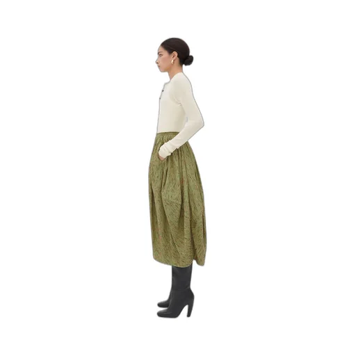 Textured Viscose Stripe Balloon Skirt