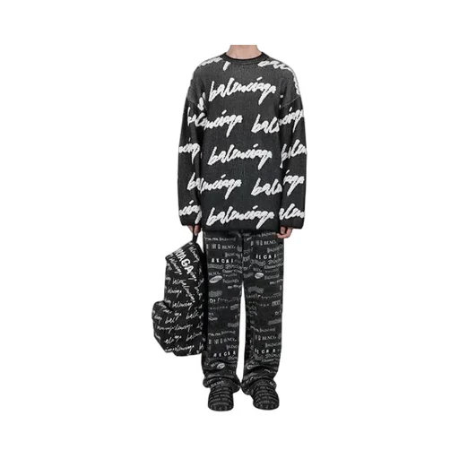 3D Scribble Crewneck Cotton Knit