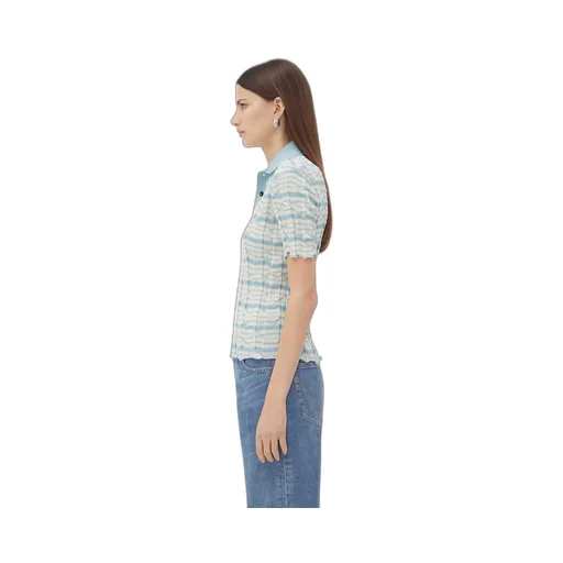 Distorted Stripe Cotton Polo