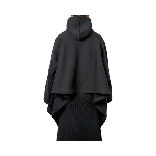 Solid Color hooded Loose Fit Hoodie Black