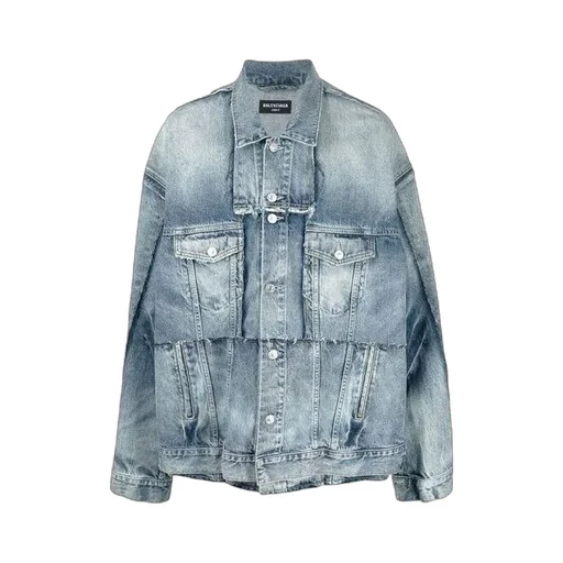 Oversized Cut-Up Ring Denim Jacket