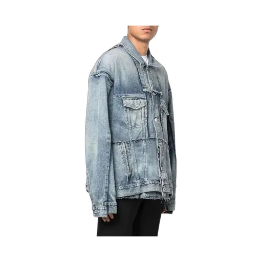 Oversized Cut-Up Ring Denim Jacket