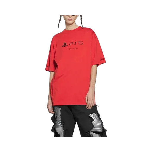 x PlayStation Crossover PS5 Alphabet Geometry Pattern Printing T-Shirt