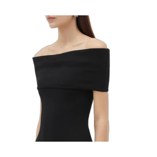 Textured Nylon Off-The-Shoulder Dress