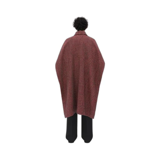 Irregular Wool Chevron Cape Coat