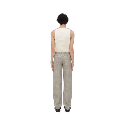Intrecciato Leather Straight Leg Trousers