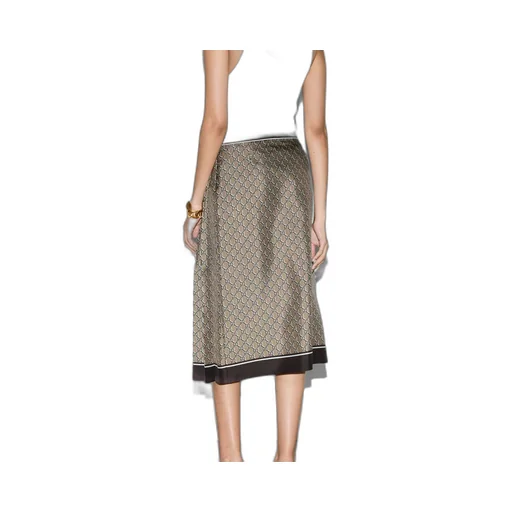 GG print silk skirt