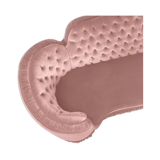 Capitonné camelback velvet sofa