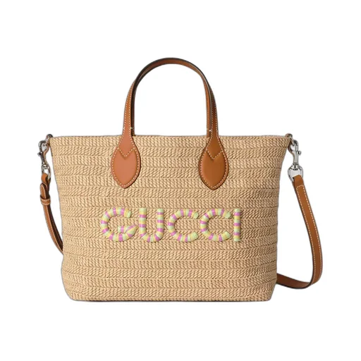 Small straw-effect tote