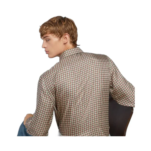 Mini stirrup print silk twill shirt