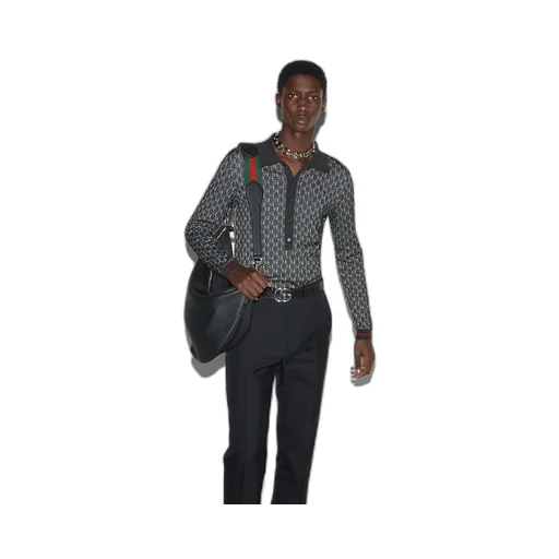 GG wool and silk polo top
