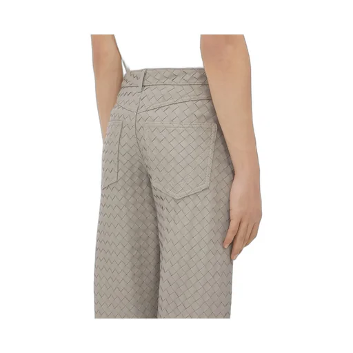 Intrecciato Leather Straight Leg Trousers