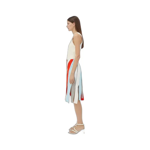 Fluid Viscose Stripe Skirt