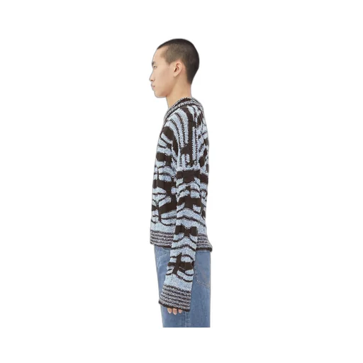 Distorted Stripe Cotton Jumper