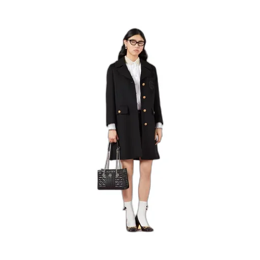Double G embroidery wool coat