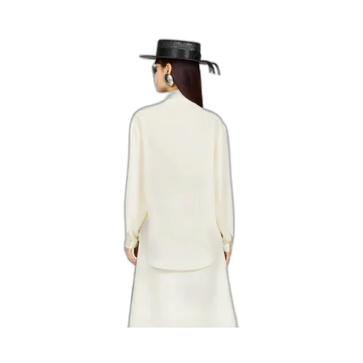 Crêpe satin shirt with neck tie