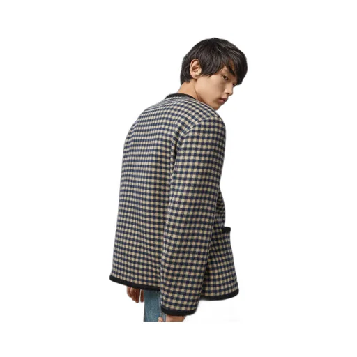 Wool gingham jacket with Interlocking G