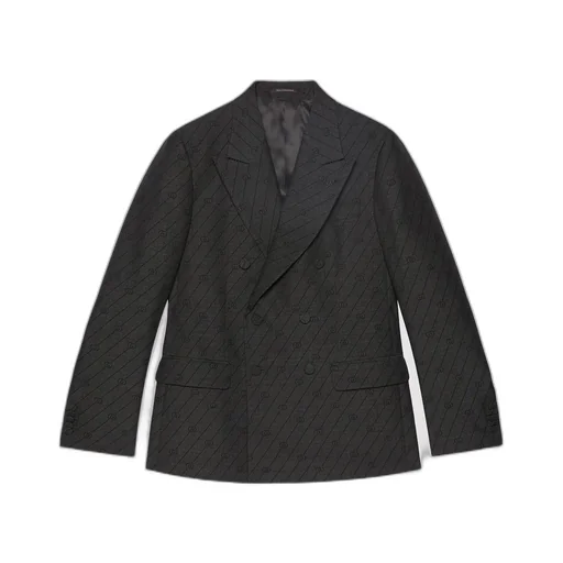 Interlocking G striped wool formal jacket