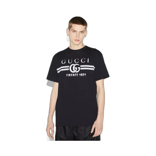 Cotton jersey T-shirt with Gucci print