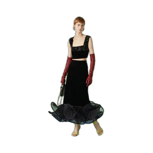 Silk viscose velvet top