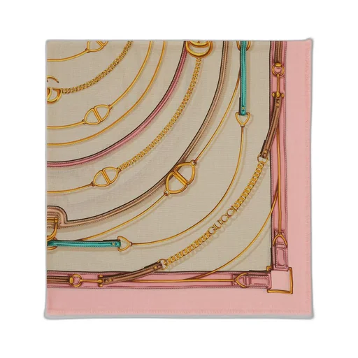 GG belt print cashmere silk shawl