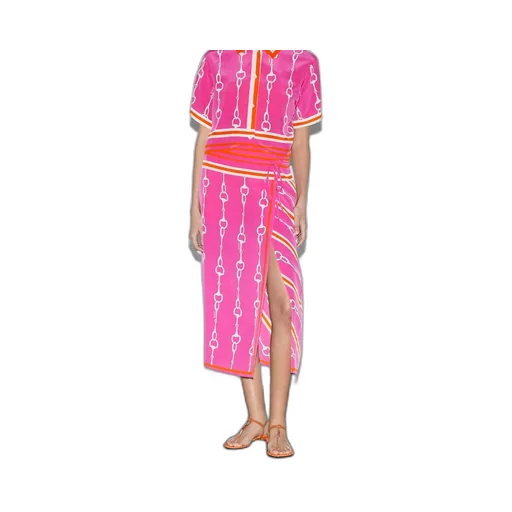 Gucci Horsebit stripe print silk skirt