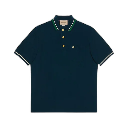Wool cotton jersey polo shirt