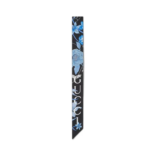 Floral Gucci print silk neck bow