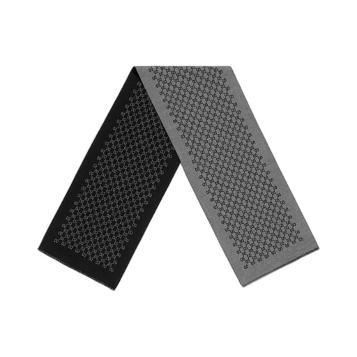 Double jacquard GG wool scarf