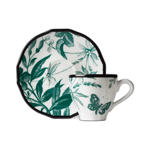 Herbarium coffee cup and saucer, double set