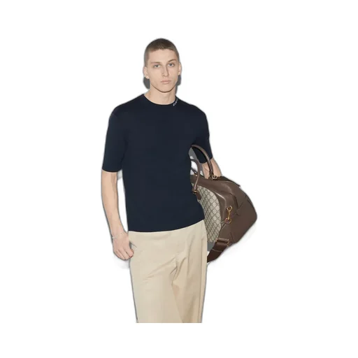 Silk cotton T-shirt with Gucci intarsia