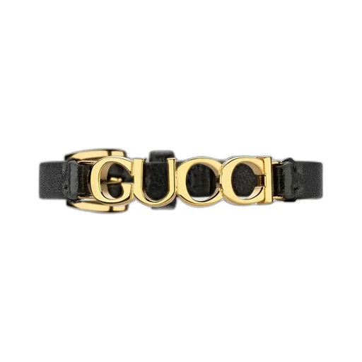Leather bracelet with Gucci script