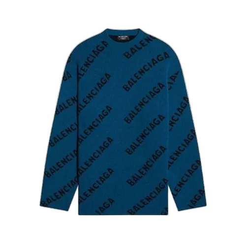 All Over Logo Crewneck Wool Knit Sweater