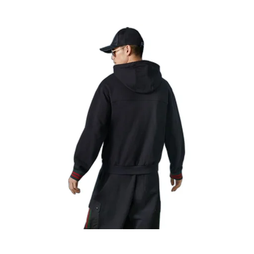 Cotton jersey hooded jacket with Web