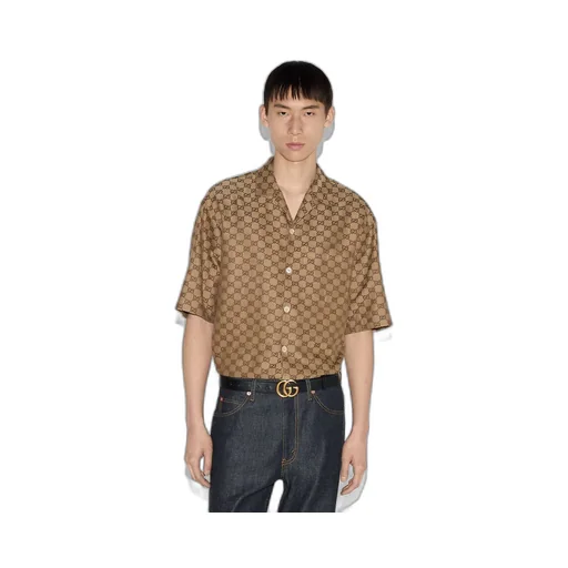 GG linen blend canvas shirt