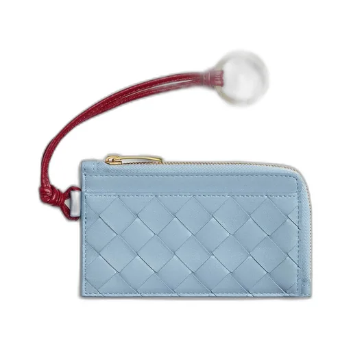 Intrecciato L-Zipped Card Case With Hook